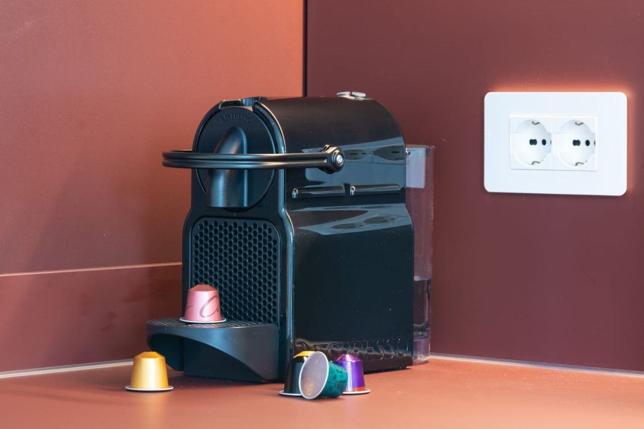 Nespresso coffee machine with pods